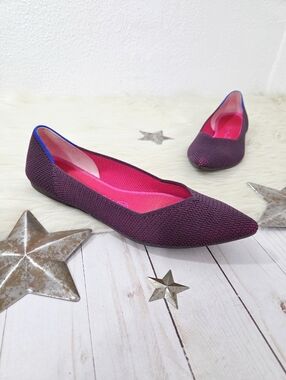Rothy's The Point knit ballet flats Berry Lattice magenta pink purple womens 8.5